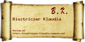 Bisztriczer Klaudia névjegykártya